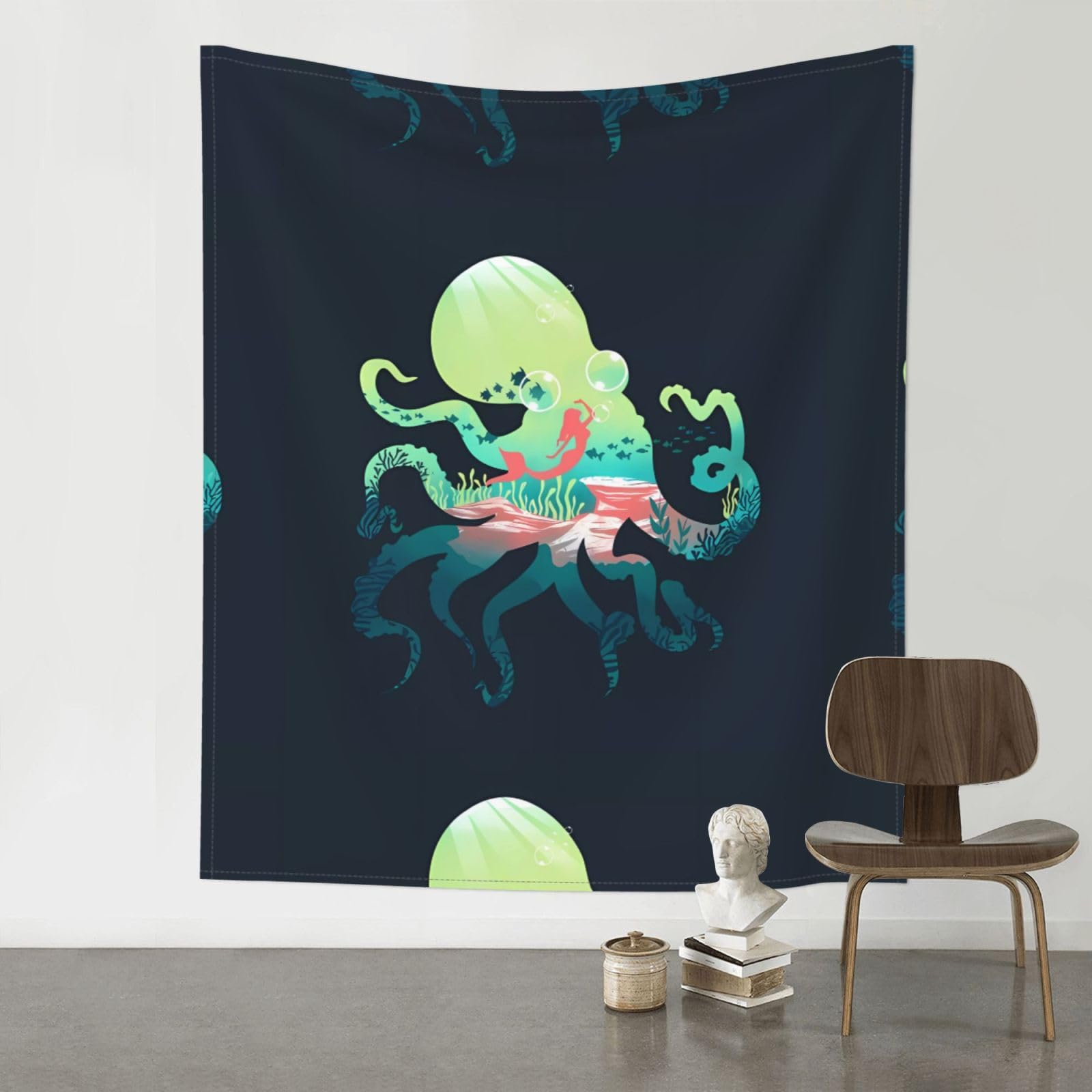 HJFCZH Underwater Ocean Octopus Prints 60x51in Wall Tapestry Bohemian Throw - Dorm Decor, Beach Blanket, Sofa Cover & Unique Gift