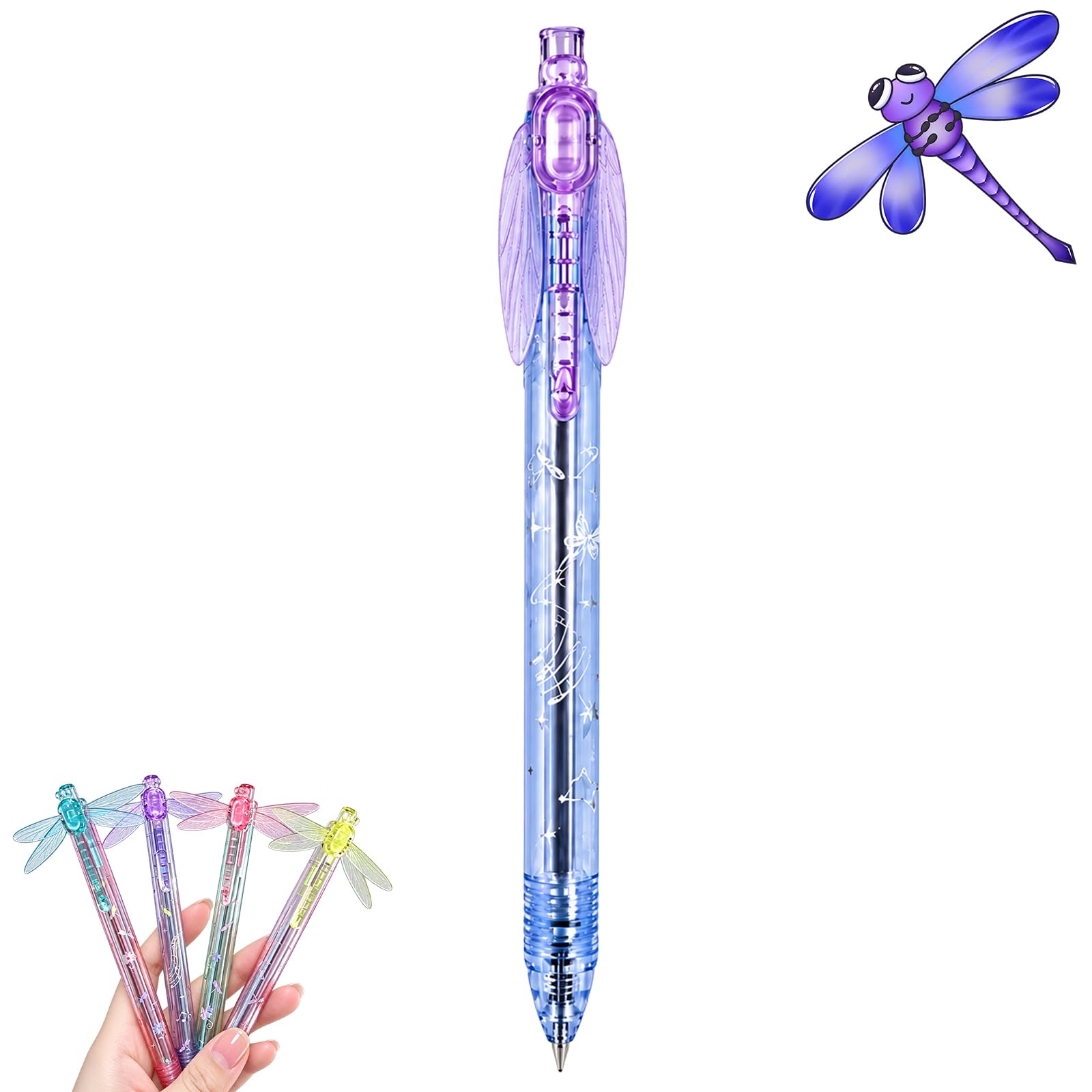 Gleaming Wings Dragonfly Pen, Fluttering Dragonfly Wing Pen，Purple