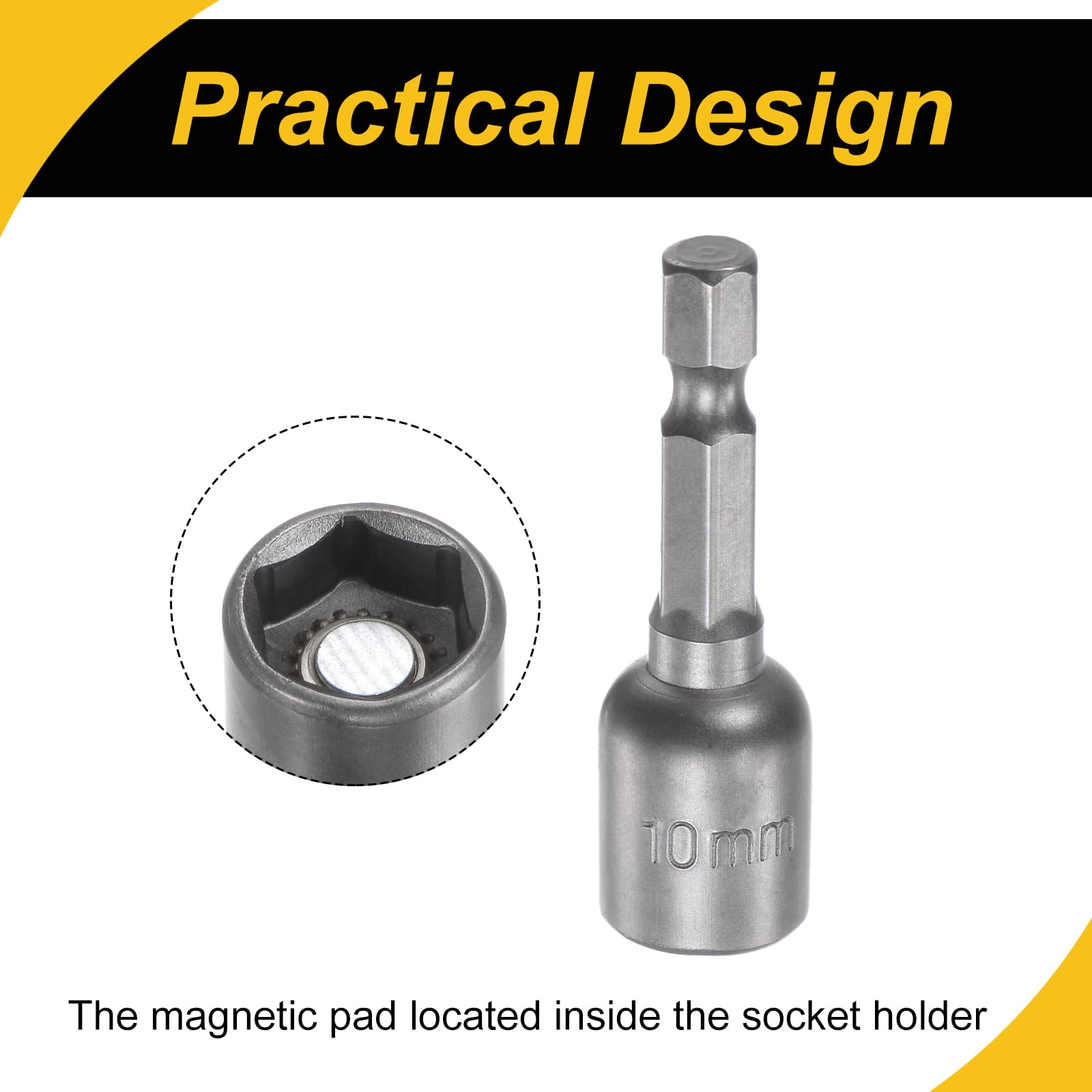 Punta per cacciavite magnetica a cambio rapido da 1/4", codolo esagonale da 10 mm, lunghezza 4,8 cm, 2 pezzi