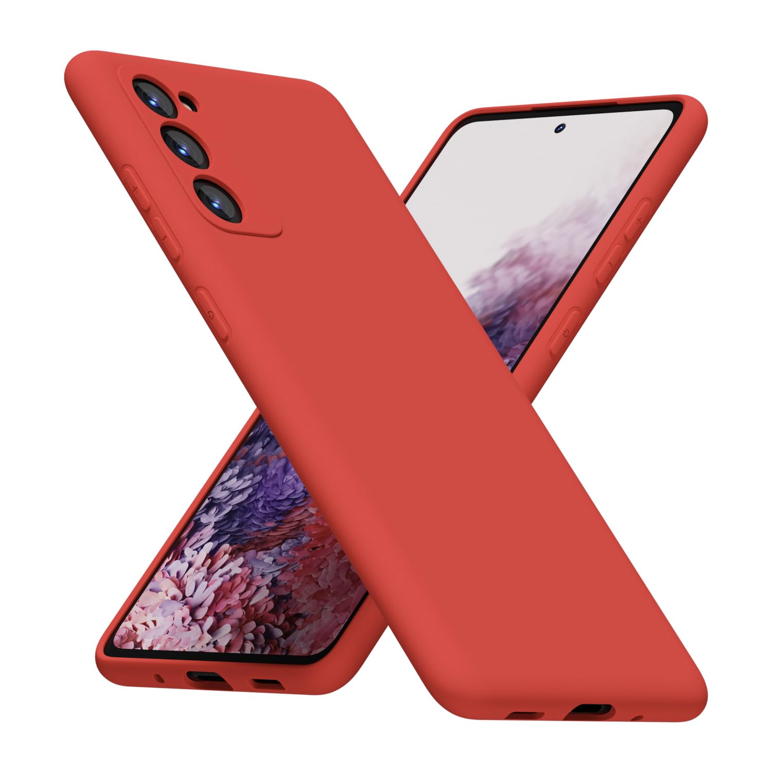 LoeoeL for Samsung Galaxy S20 FE Phone Case Silicone, Minimalist Ultra Thin Slim Soft Rubber Gel Solid Color Matte TPU Cute Case for Women Men, Girly Plain Aesthetic Design & Camera Cover, Red