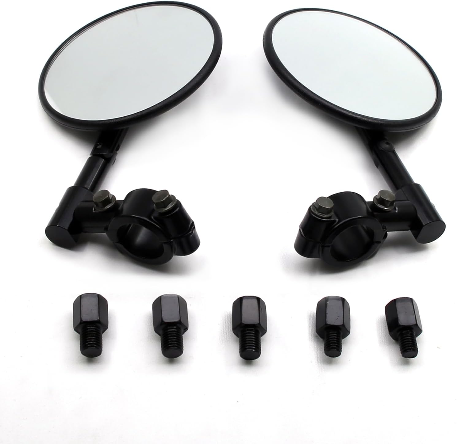 MZS Motorcycle Handlebar Mirrors, Foldable Bar End Mirror M8 Thread with 7/8 Handlebars Mount Fit for Motorbike Street Dirt Electric Bike E-bike Adventure Scooter ATV Quad