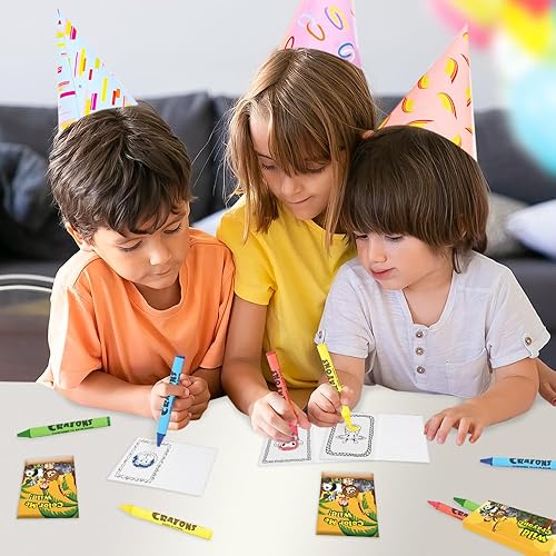 Miniatura 7 de ArtCreativity Paquete de 12 mini libros para colorear de animales del zoológico para niños con 12 paquetes de crayones – Recuerdos de fiesta de