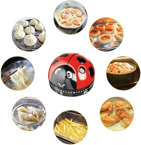 Miniatura 3 de Temporizador de cocina mecánico de mariquita - Reloj despertador de cocina de 60 minutos con anillo fuerte