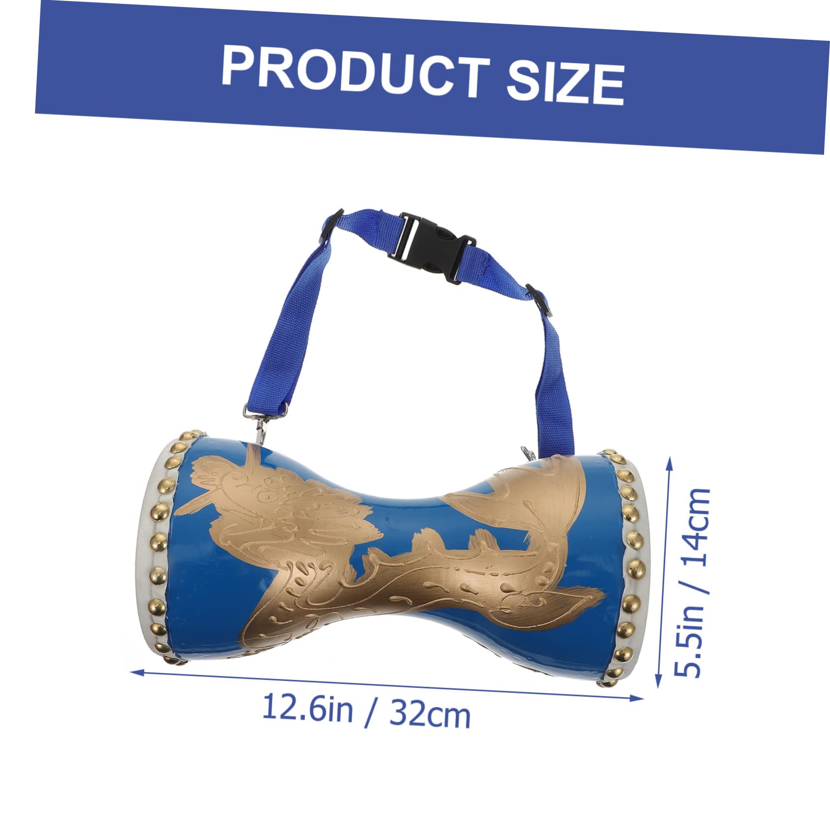 Tambour à Main Professionnel en Cuir de Vache Portable Sangle Réglable, Instrument de Performance Chinois pour Danse et Fitness, Diamètre 12-14cm