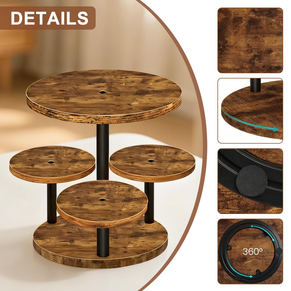 FARYODI Alzata girevole da 32 cm – Alzata a 3 ripiani per cupcake e torte, in acrilico con piatto girevole a 360°, supporto per muffin per matrimoni, compleanni, baby shower, piatto riutilizzabile per