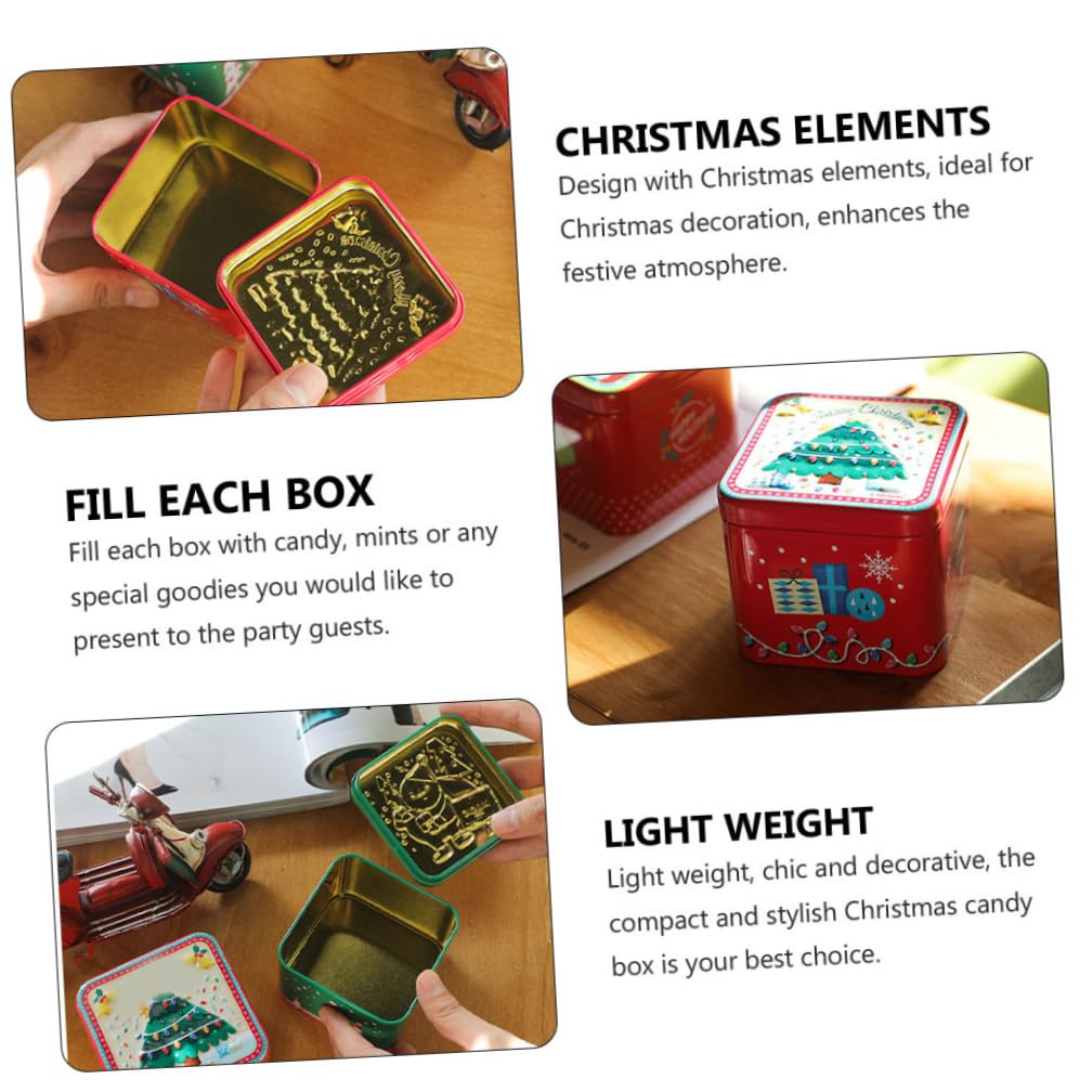 COLLBATH Weihnachtsbox Weißblech 8 Stück Quadratisch Süßigkeiten Aufbewahrungsdosen Aus Eisen Mit Weihnachtlichem Design Dekoration Tragbar Geschenk
