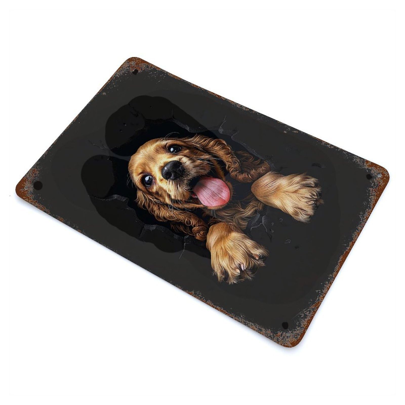 Cocker Spaniel 11.8"x7.9" Rusty Metal Tin Sign, Novelty Wall Decor for Cafe, Home Bar And Lounge Decor