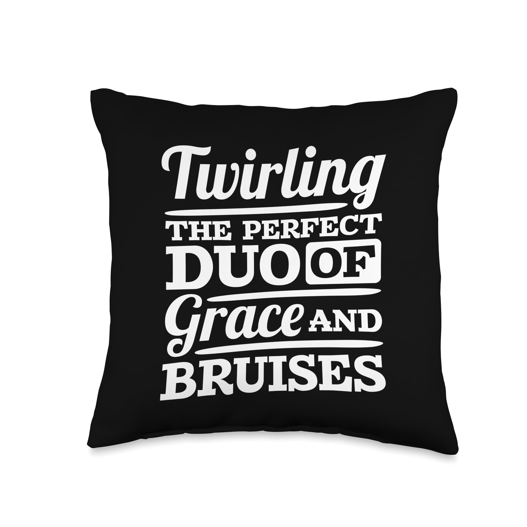 Perfect Duo of Grace and Bruise, Baton Twirling Throw Pillow, 16x16, Multicolor