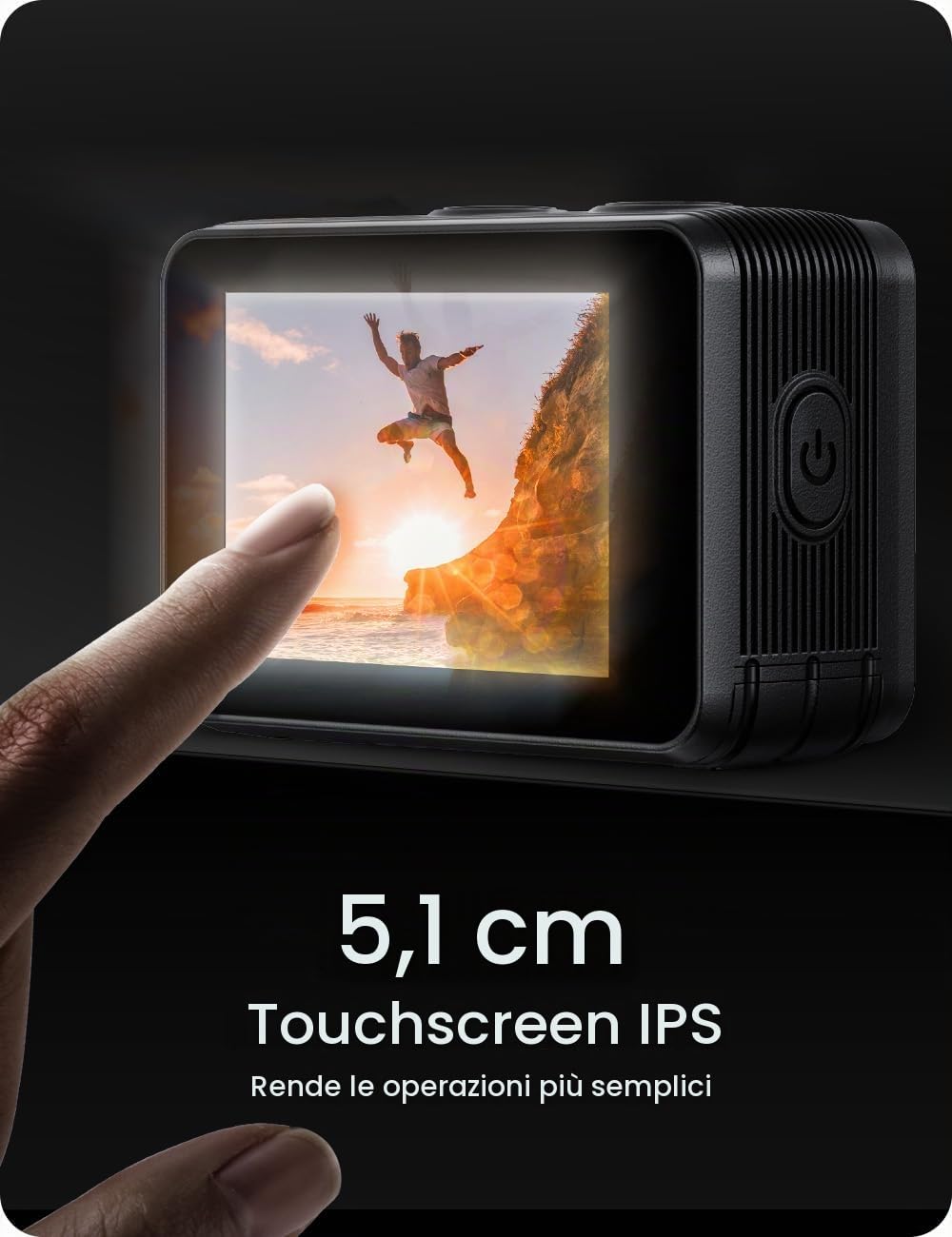 Surfola Action Cam 4K 60FPS, SF630 Subacquea 40M in Metallo Nudo Impermeabile 10M, Wifi, Telecamera Per Casco EIS, Videocamera a Doppio Schermo con Microfono Esterno, 2 Batterie Da 1350mAh