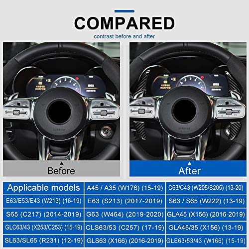 AIRSPEED Carbon Fiber Steering Wheel Paddle Shifter Extensions Cover shift paddles Interior Trim Accessories for Mercedes Benz AMG C63 W205 E63 W213 C43 A45 G63 S63 GLA45 GLS63 (Black)