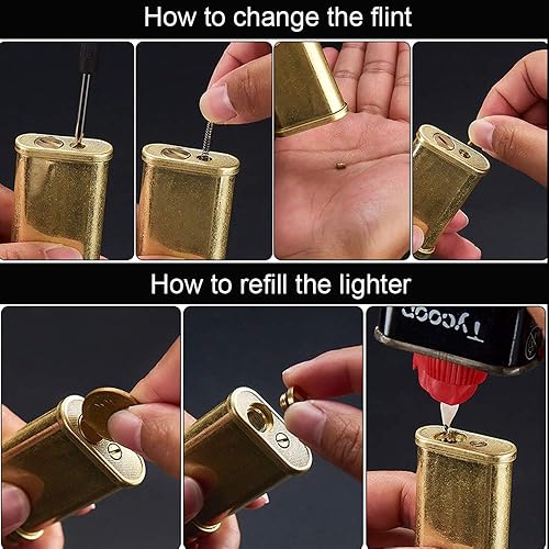 Miniatura 6 de Encendedor vintage de cobre de queroseno y cobre, encendedores de latón resistentes al viento para hombres, papá, marido (combustible no incluido)