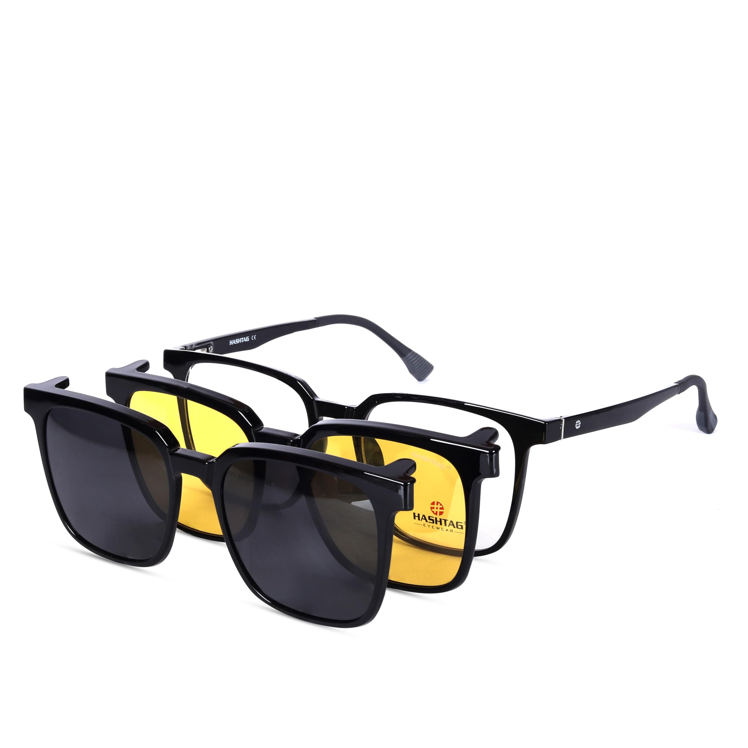 hashtag eyewear Hashtag 3-in-1 Magnetic Clip-On Polarized Sunglasses for Men | Detachable Lightweight Spectacle Frame with UV400 Protection | Day & Night Magnetic Glasses | Clip-On Eyewear for Men-picture-54