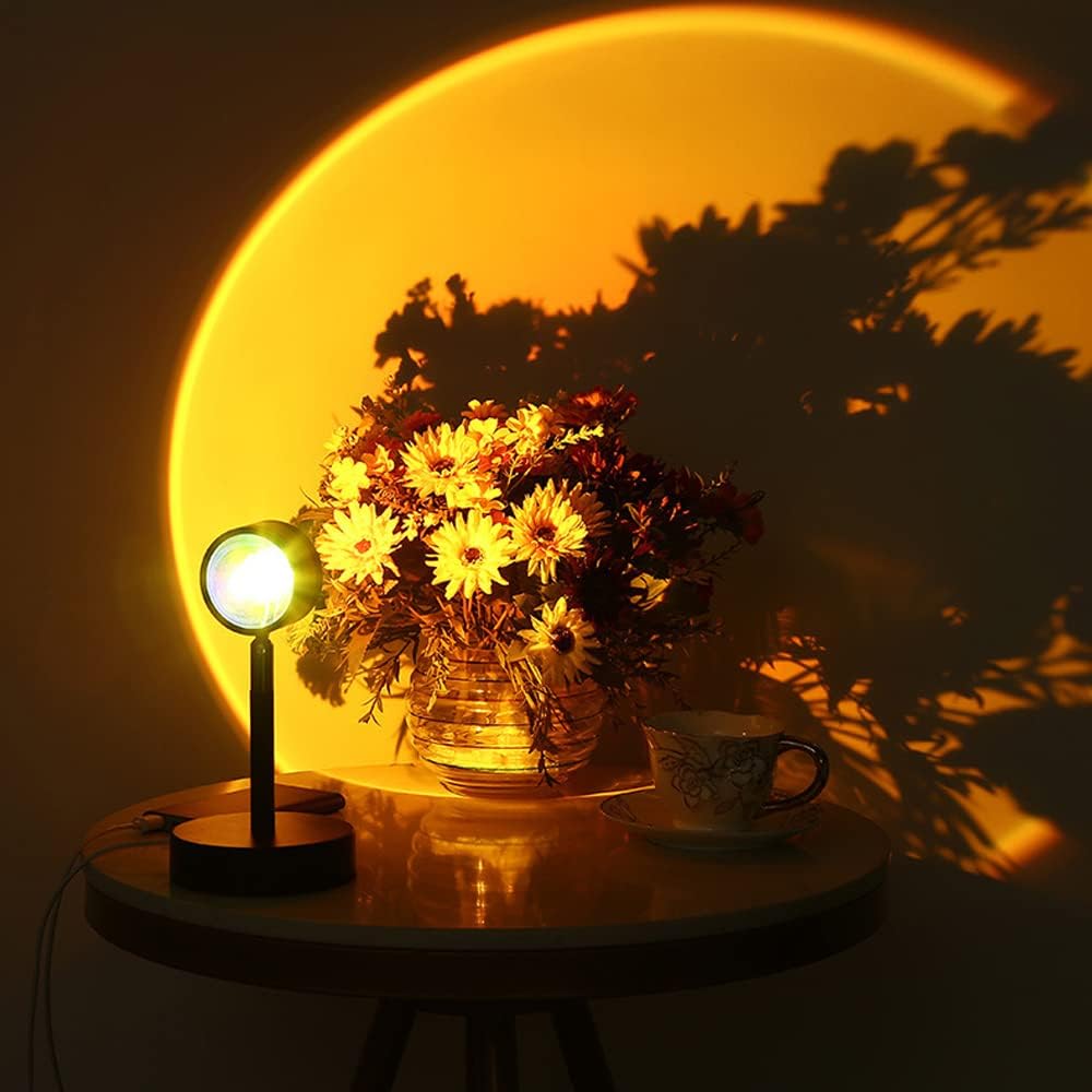 Rainbow Lamp for Photography Background,Home Decor,LED Table Lamp,Decorative Desk Lamp,Double-Headed Sunset Light, 180 Degree Rotation Sunset Projector Light
