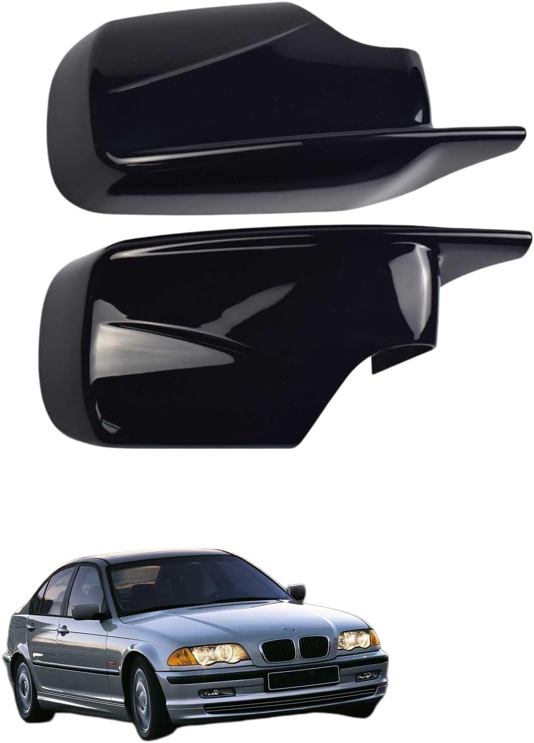YIXINYI Side Wing Mirror Cover For BMW E46 1999-2000 323i OEM: 51168238376 51168238375 Black, Car Left Right Side Rearview Mirror Cap Wing Replacement