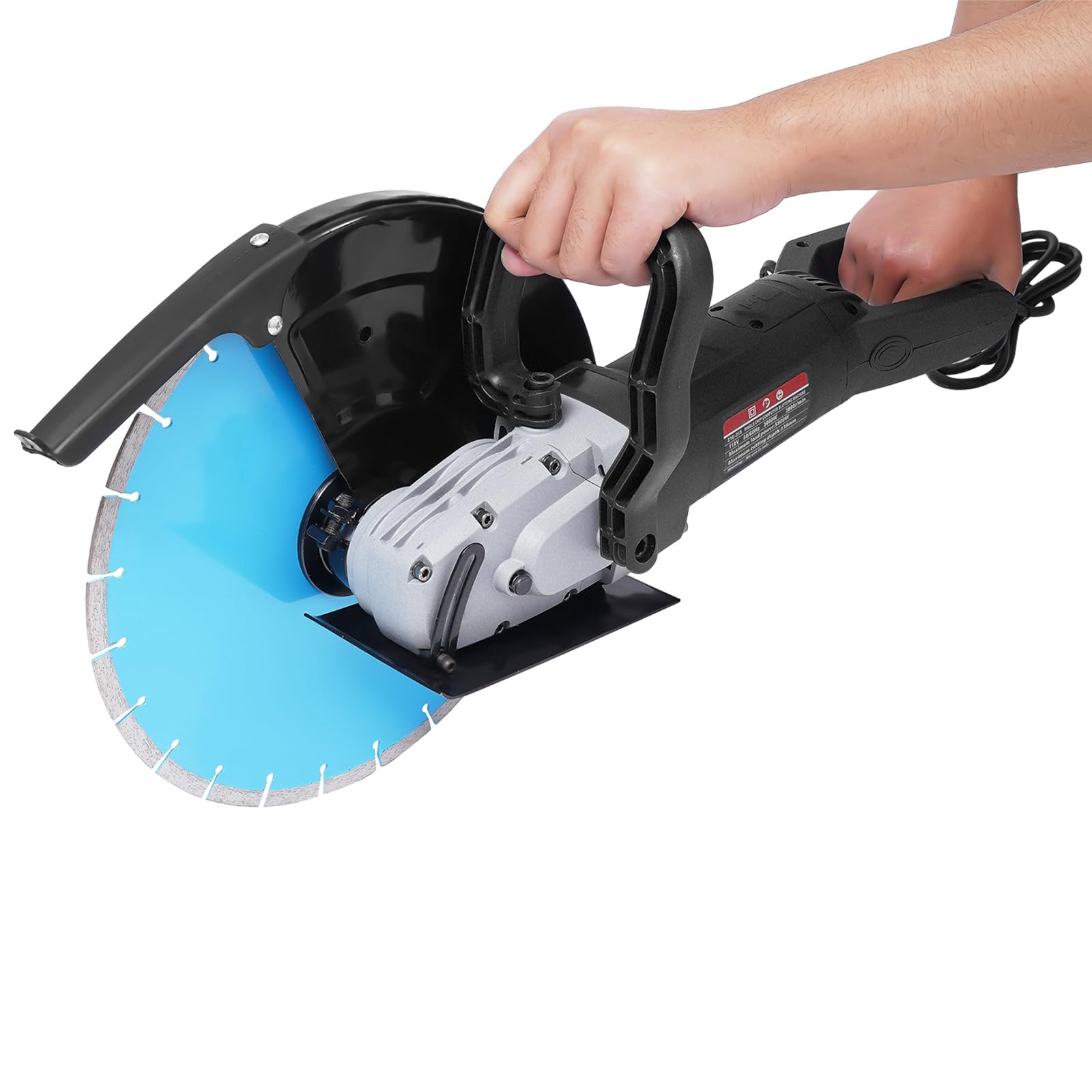 Sierra de hormigón eléctrica con hoja de diamante, 5800 W de potencia, 3800 rpm, hoja de 14 pulgadas, para hormigón, ladrillo y acero, ideal para construcción, taller y bricolaje, profundidad de corte