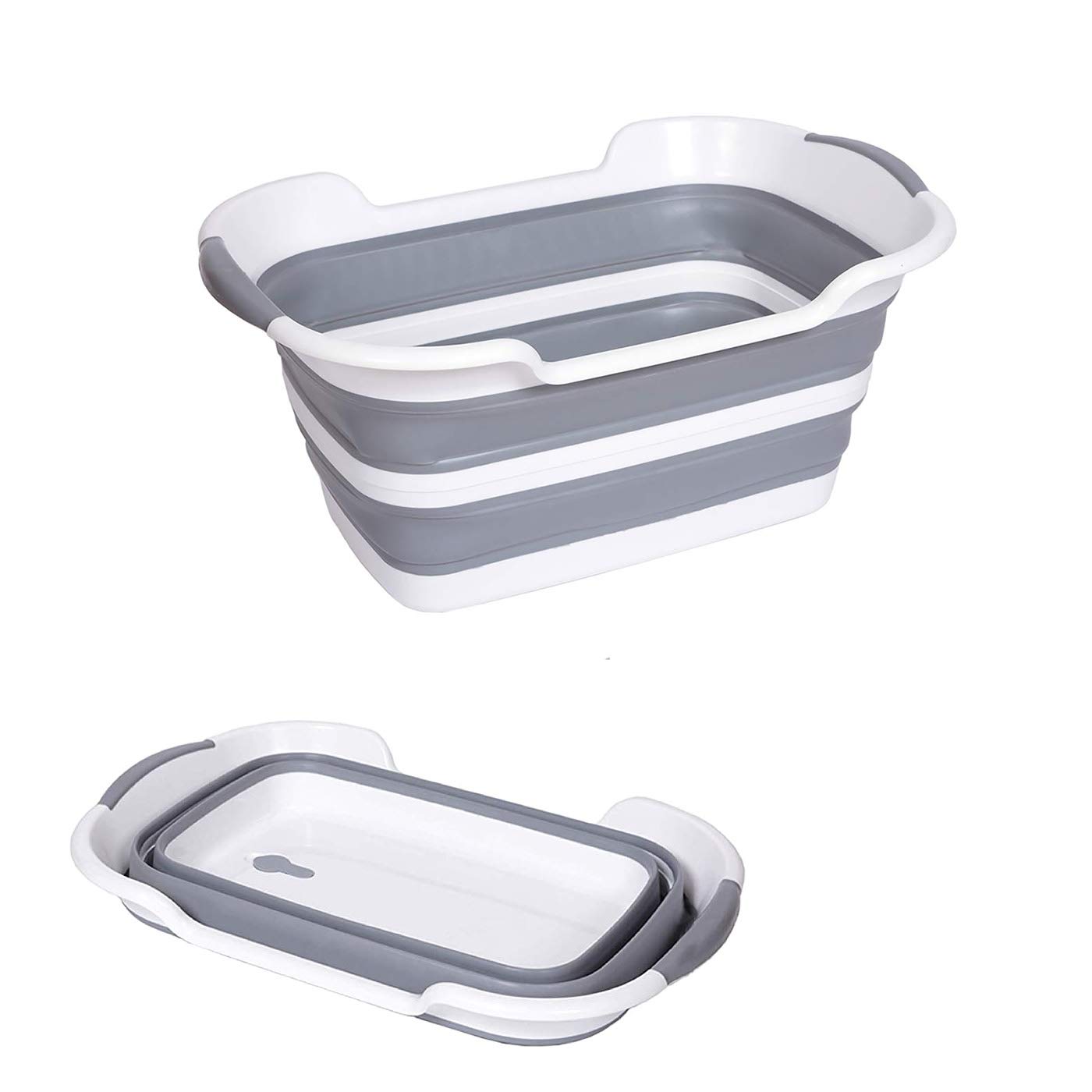 Qyuruisi Folding Bathtub for Dog Cat Bunny Ferret and Other Small Pets Portable Shower Bucket Multifunctions Collapsible Laundry Basket Storage Organizer Non Slip with Drainage Hole (Gray)