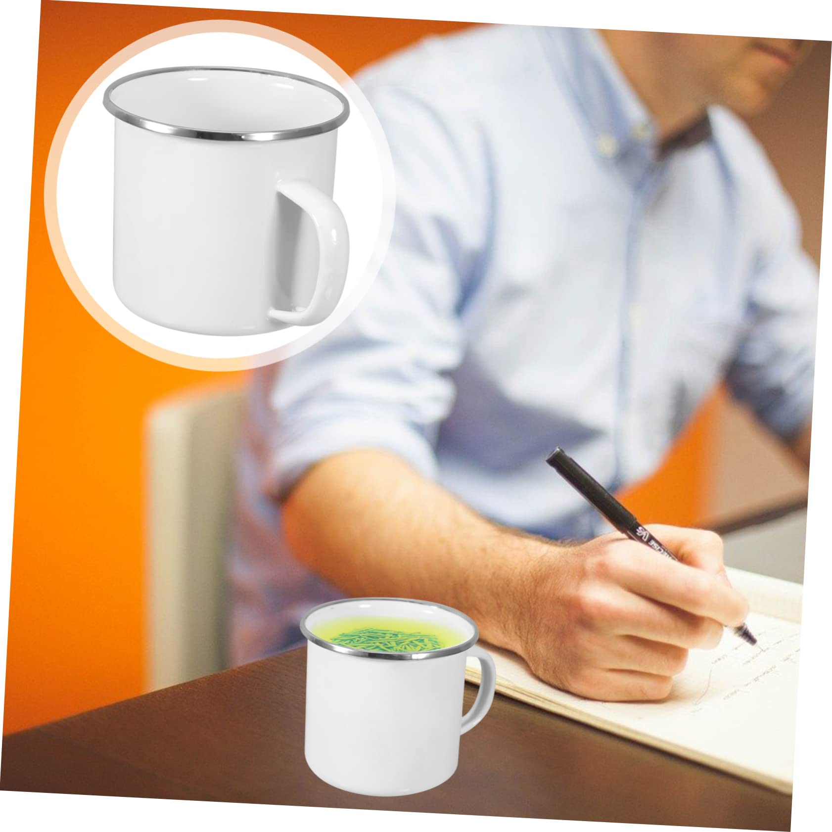 pack Blechtasse Emaille Emaillebecher für Außenbereich Leicht Groß Weiß 4 Stück für Camping und Reisen