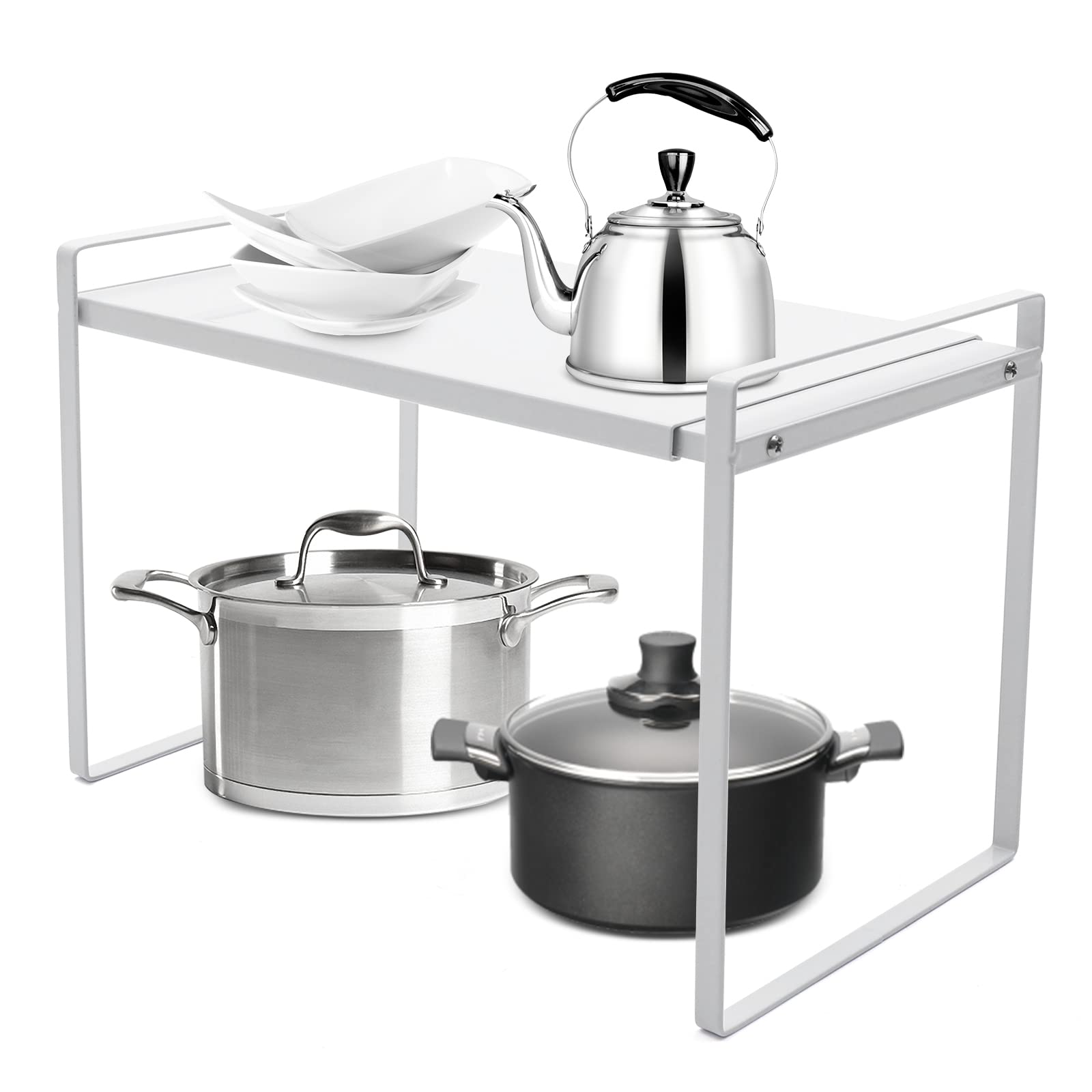 Kitchen Organiser for Cupboard, Expandable Counter Top & Cupboard Shelf Organiser, Multi-Functional Storage Shelf for Kitchen, Bathroom, Laundry Room