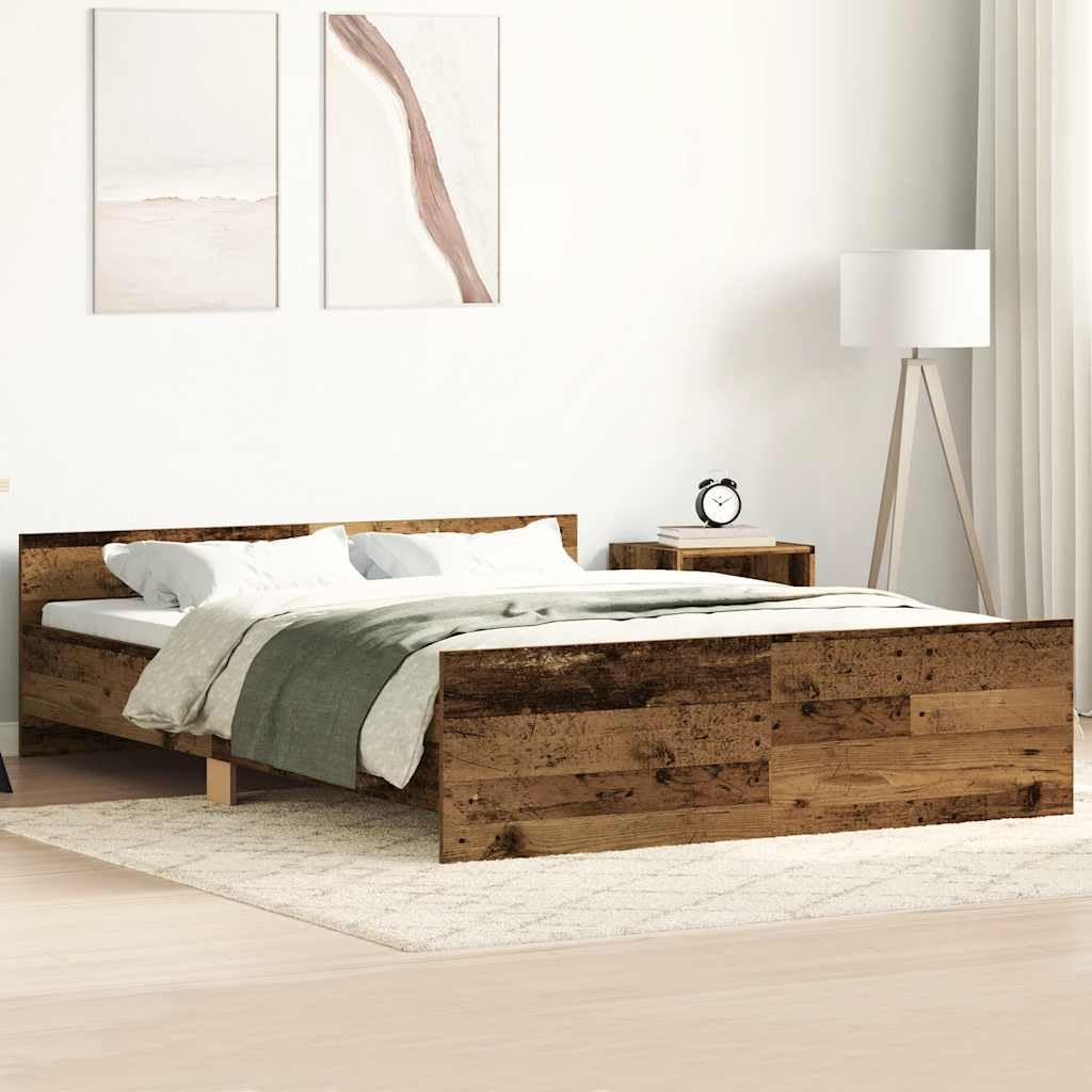 vidaXL Bed Frame without Mattress Old Wood 140x200cm Engineered Wood, bedroom furniture, bed base, double bed, bed, bedstead — image 1