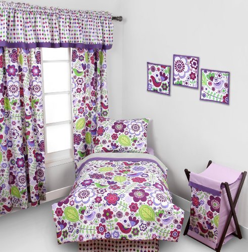 Juego de ropa de cama infantil de 4 piezas Botanical Purple de Bacati