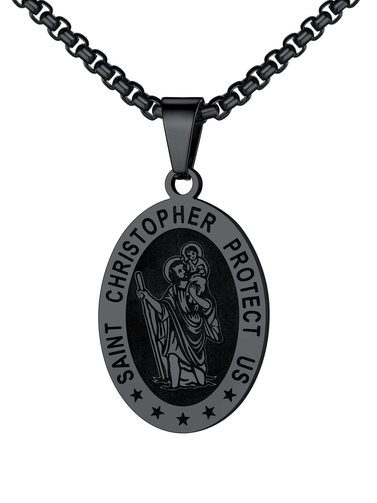 U7 Saint Michael Necklace for Men,Stainless Steel/18K Gold Plated St Michael Archangel/Saint Benedict/Saint Christopher Pnedant Amulet Necklace for
