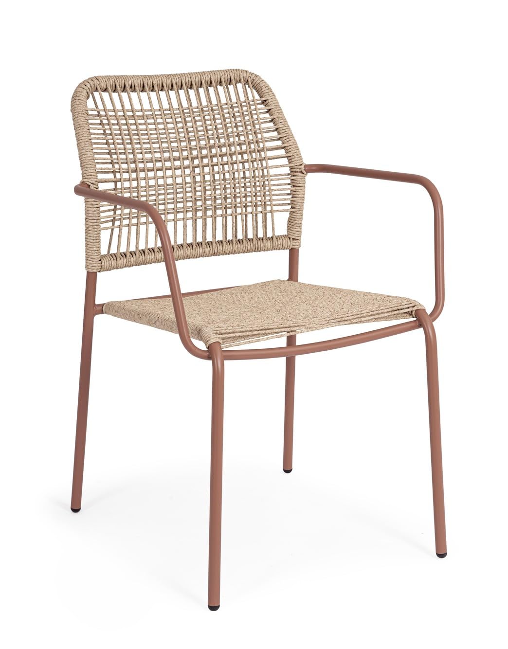 Bizzotto Silla con reposabrazos JABLE Coral, aluminio, trenzado de fibra sintética