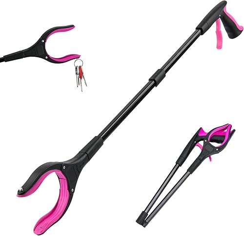 Herramienta de agarre de 32 pulgadas, cabezal giratorio de 360, mandíbula ancha, herramienta de recogida plegable, mandíbula giratoria