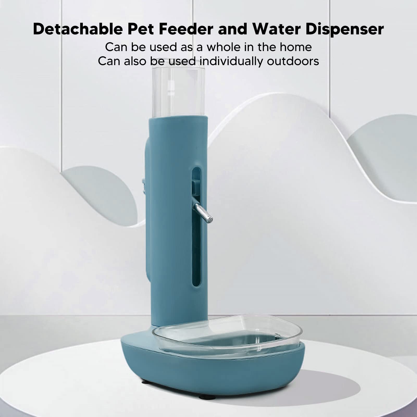 Dispensador de agua para mascotas de 680 ml, cuenco desmontable de altura ajustable, antideslizante, alimentador de agua automático para perros y gatos para mascotas en el hogar, (Azul)