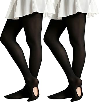 DUCMODA 1-3 Pairs Girls  Convertible Ballet Tights, Ultra-Soft Transition Dance Stockings for Kids, Students