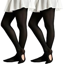 DUCMODA 1-3 Pairs Girls Convertible Ballet Tights, Ultra-Soft Transition Dance Stockings for Kids, Students
