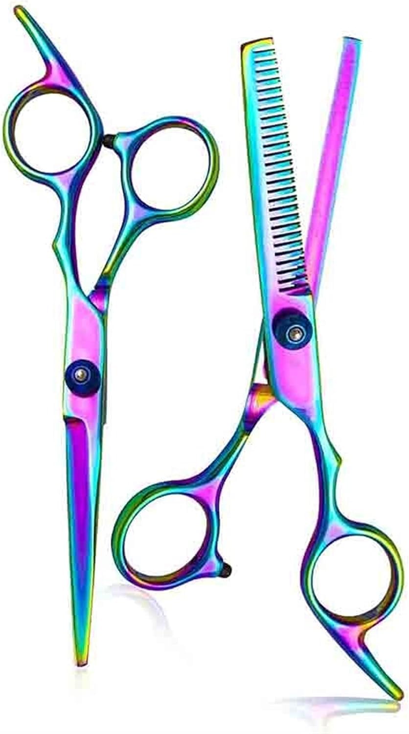 CrEev Haarschere, professionelle Friseur-Haarschneide-Ausdünnungsschere, Friseurschere für die Pflege von Haarwerkzeugen, Friseursalon, 6 Zoll, Violette Haarschere (Farbe: 3)