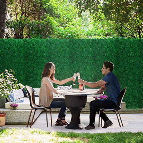 24Pcs Boxwood Panels - 20"X20" Artificial Faux Hedge Plant For 66 Sq Feet Per Boxwood Hedge Set - Use For Uv Protection Indoor Outdoor, Fence Privacy Screen, Grass Wall, Greenery Backdrop, Dark Green #TOP3