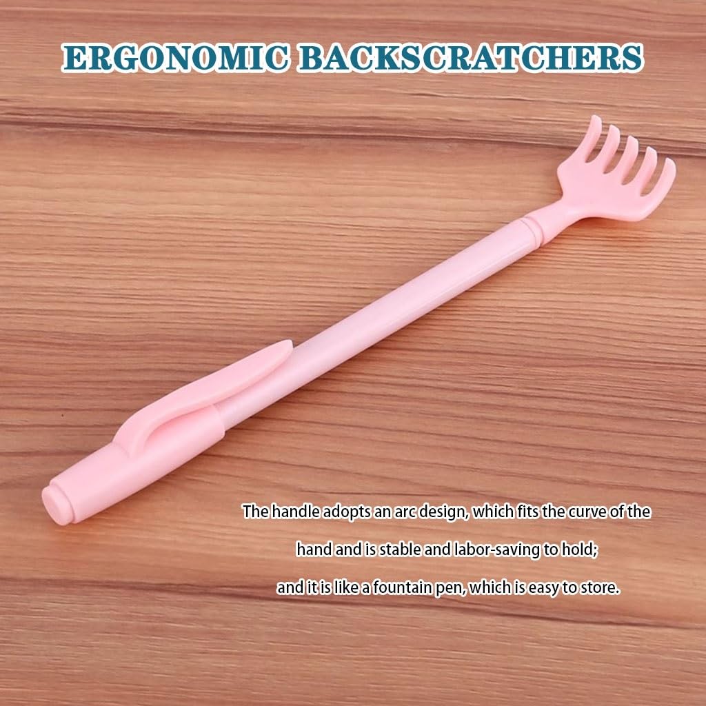 Tragbarer Kleiner Rückenkratzer, Einziehbares Reisemassagegerät, Kreatives Juckreizmittel In Stiftform, Edelstahl + ABS(Pink Color,18-40.5cm*2)