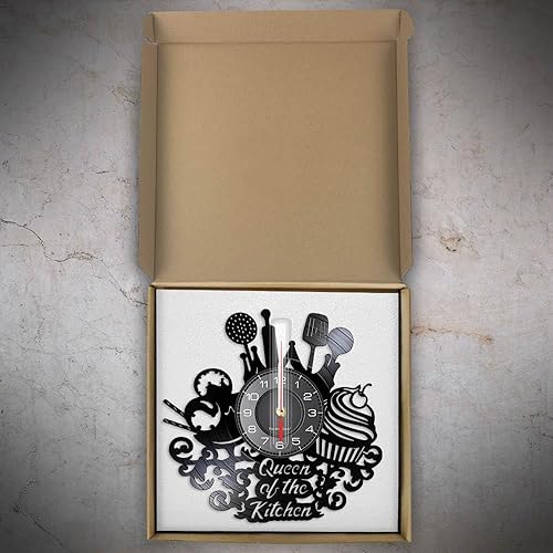 Miniatura 9 de Reloj de pared de disco de vinilo de cocina de 12 pulgadas con 7 modos luminosos, moderno, decorativo, silencioso, de cuarzo, sin tictac, negro,