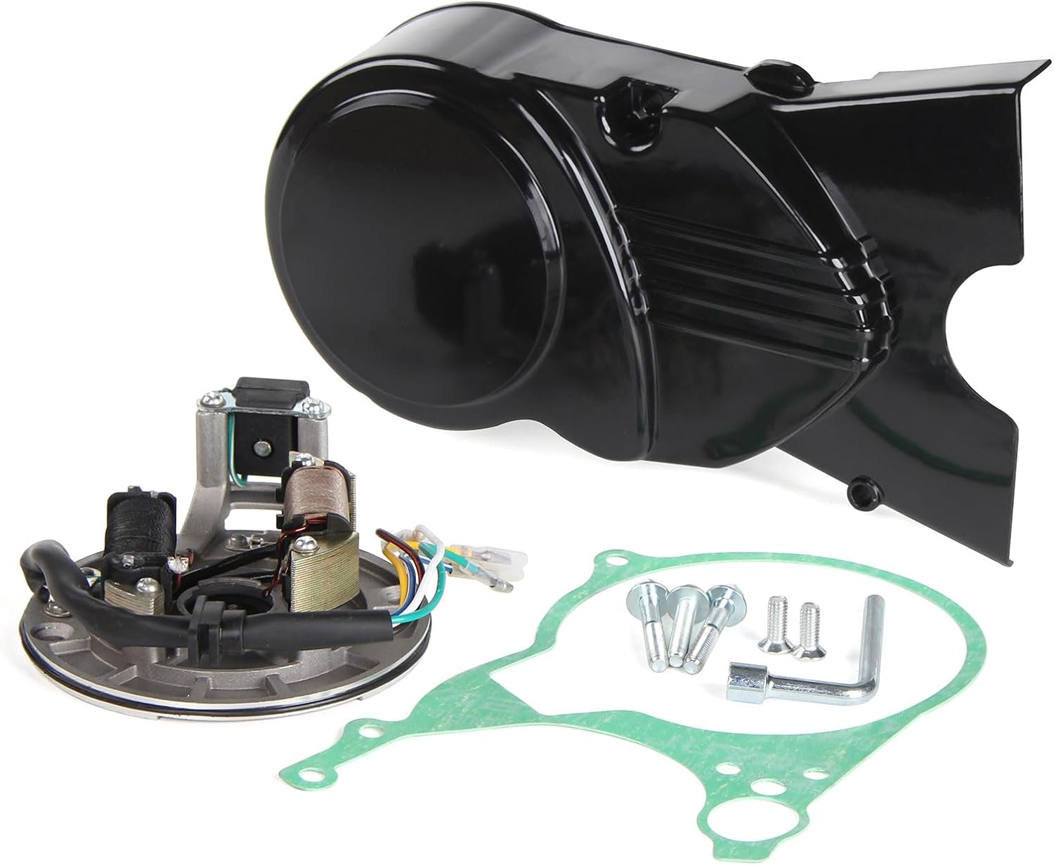 Dirt Bike Stator Cover, Engine Cover Stator Gasket Bolts for 70 90 110 125cc ATV Pit Bikes Go Kart(Black)