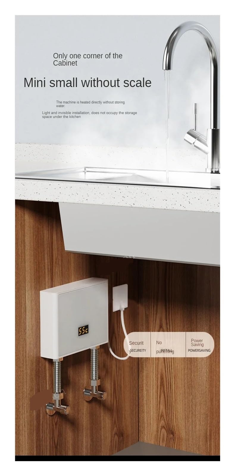 Calentador De Agua Eléctrico Instantáneo Sin Tanque, Con Panel Táctil, Control Remoto, Accesorio For Cocina Y Baño Fácil de usar(Nero,110 4000W)