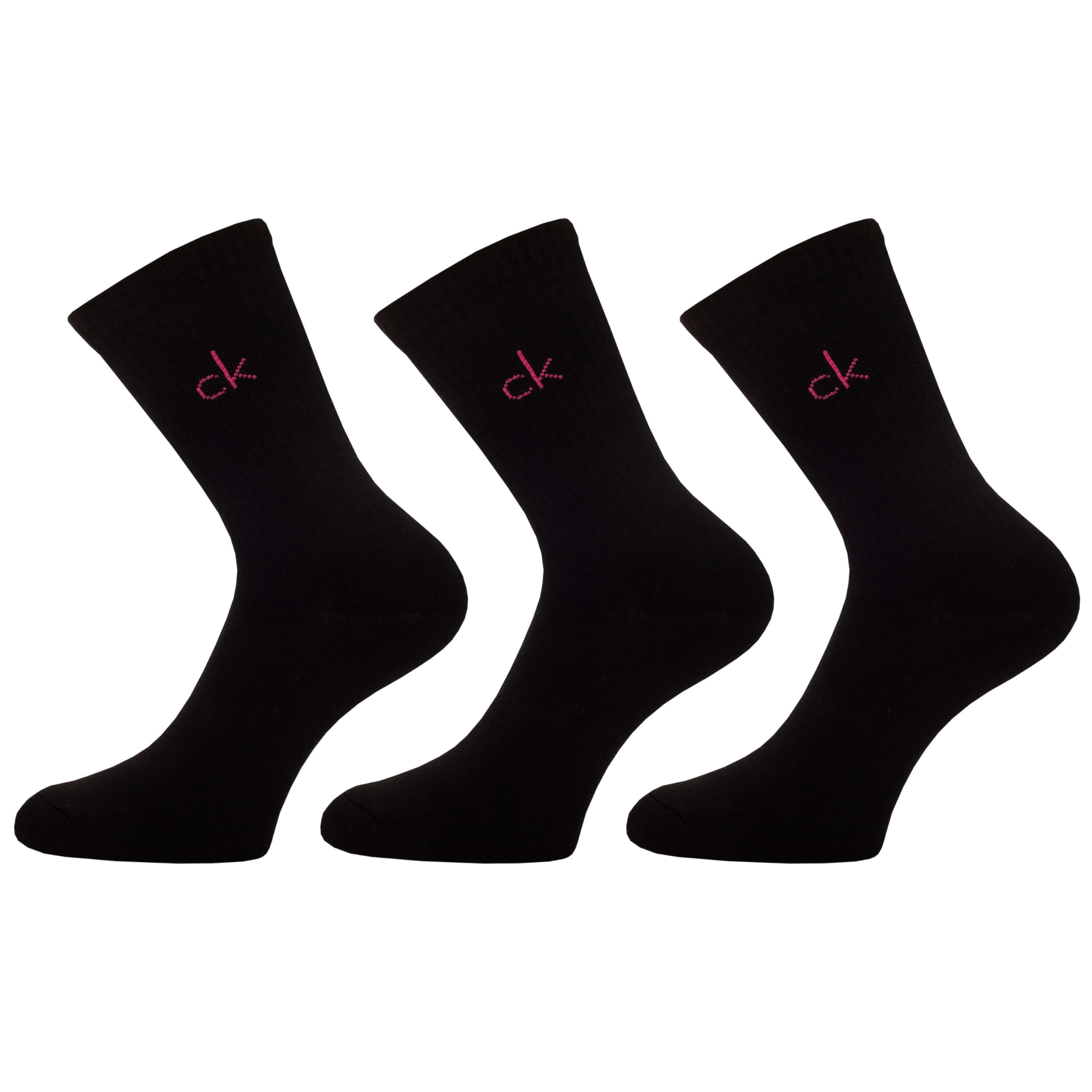 Calvin Klein Women's Black/Pink Golf Crew (3 Pairs) Socks - Uk 4-8