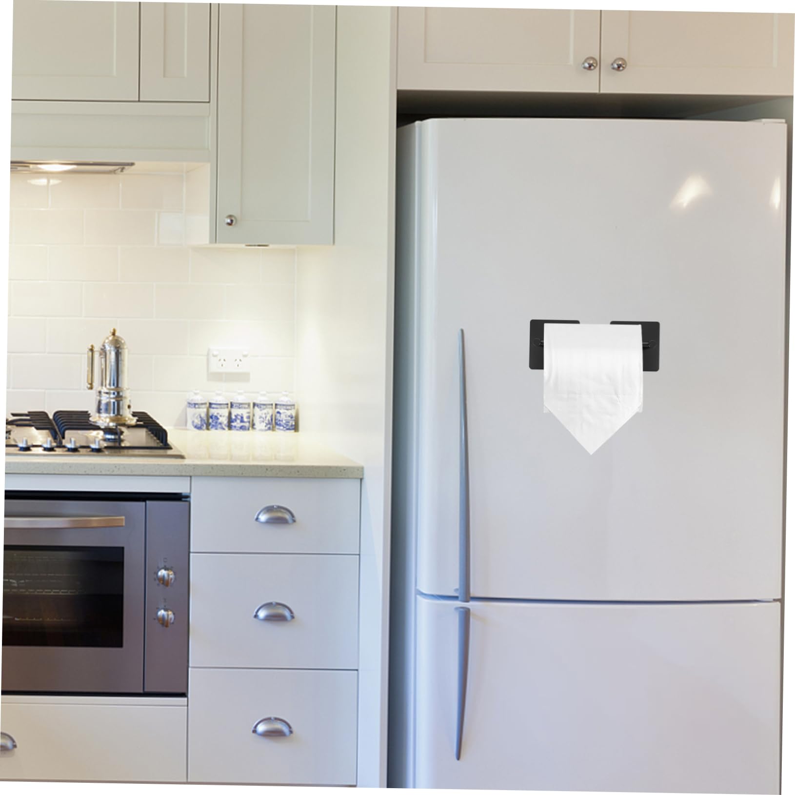 PRETYZOOM Porta Carta Nero in Acciaio Inossidabile Magnetico Igienica Design Salvaspazio Semplice e Moderno, per Bagno e Soggiorno
