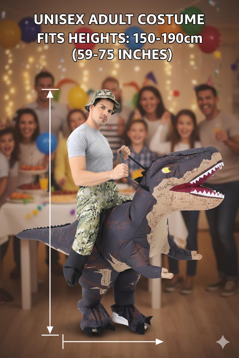 Costume de dinosaure gonflable pour adulte – Costume de dinosaure gonflable pour homme et femme Costume amusant pour Halloween, Noël, carnaval, fête