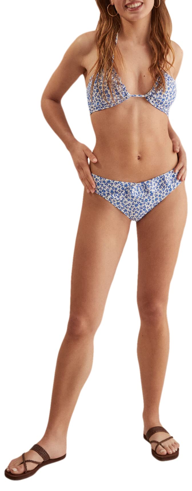 Women'secret Braga Bikini Media Alta Flores Azul Mujer