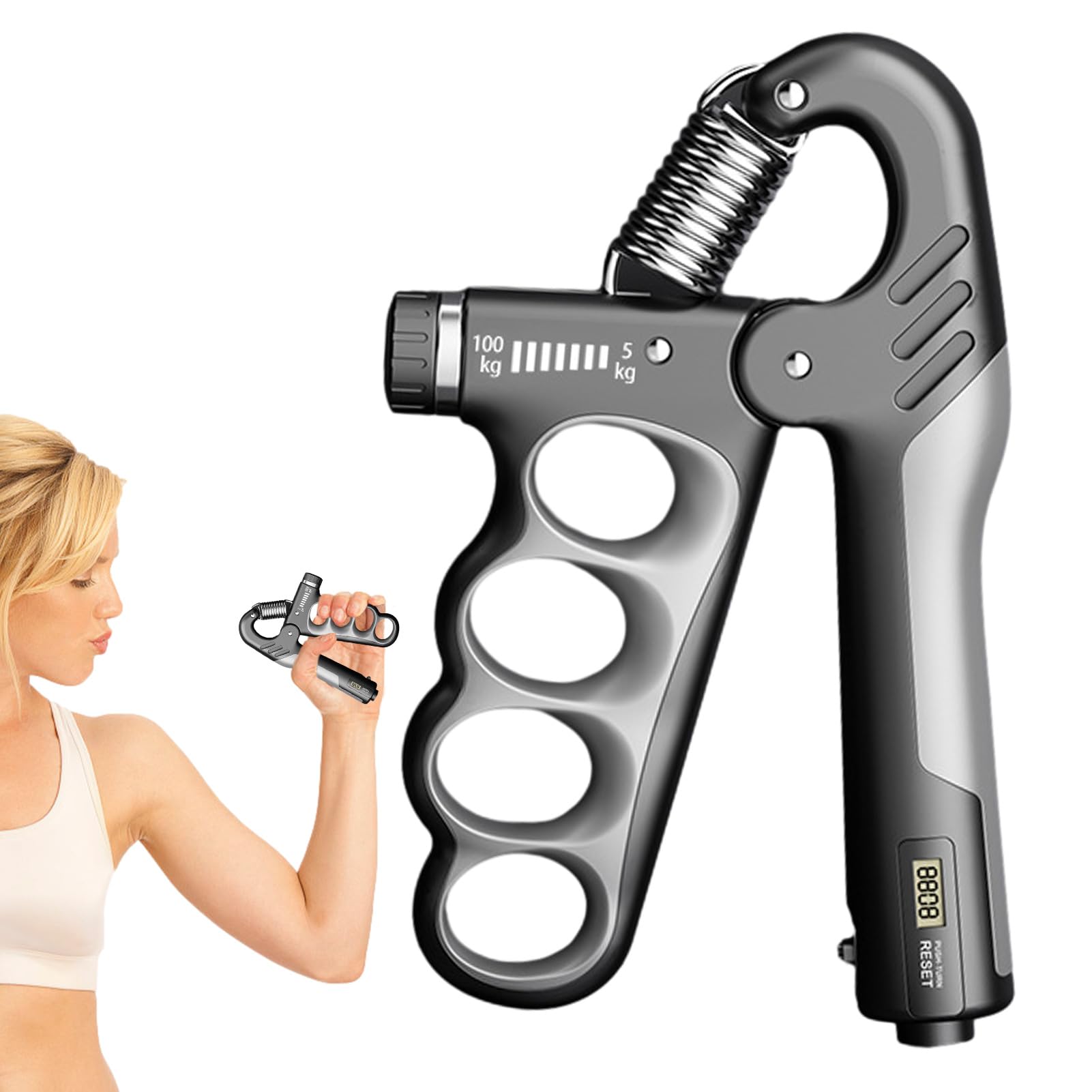 Fortalecedor de antebrazo, ejercitador de rehabilitación de gimnasio de fuerza de brazo, extensor de dedos ajustable con contador, agarre de cinco dedos, adecuado para el hogar, gimnasio, oficina,