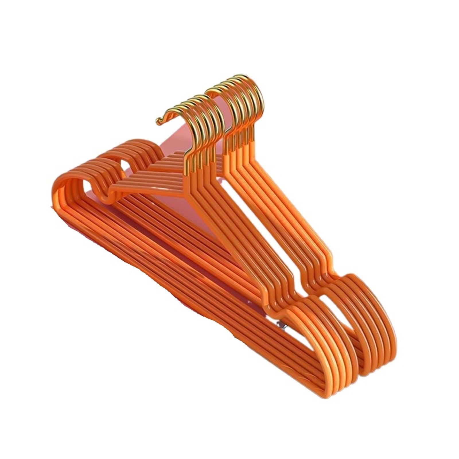 10 Stück Kleiderbügel Kleiderbügel mit Rillen for Lüften von Erwachsenen aus Metall, einfach, dick, rutschfest, Dip-Kunststoff-Kleiderbügel(Orange)