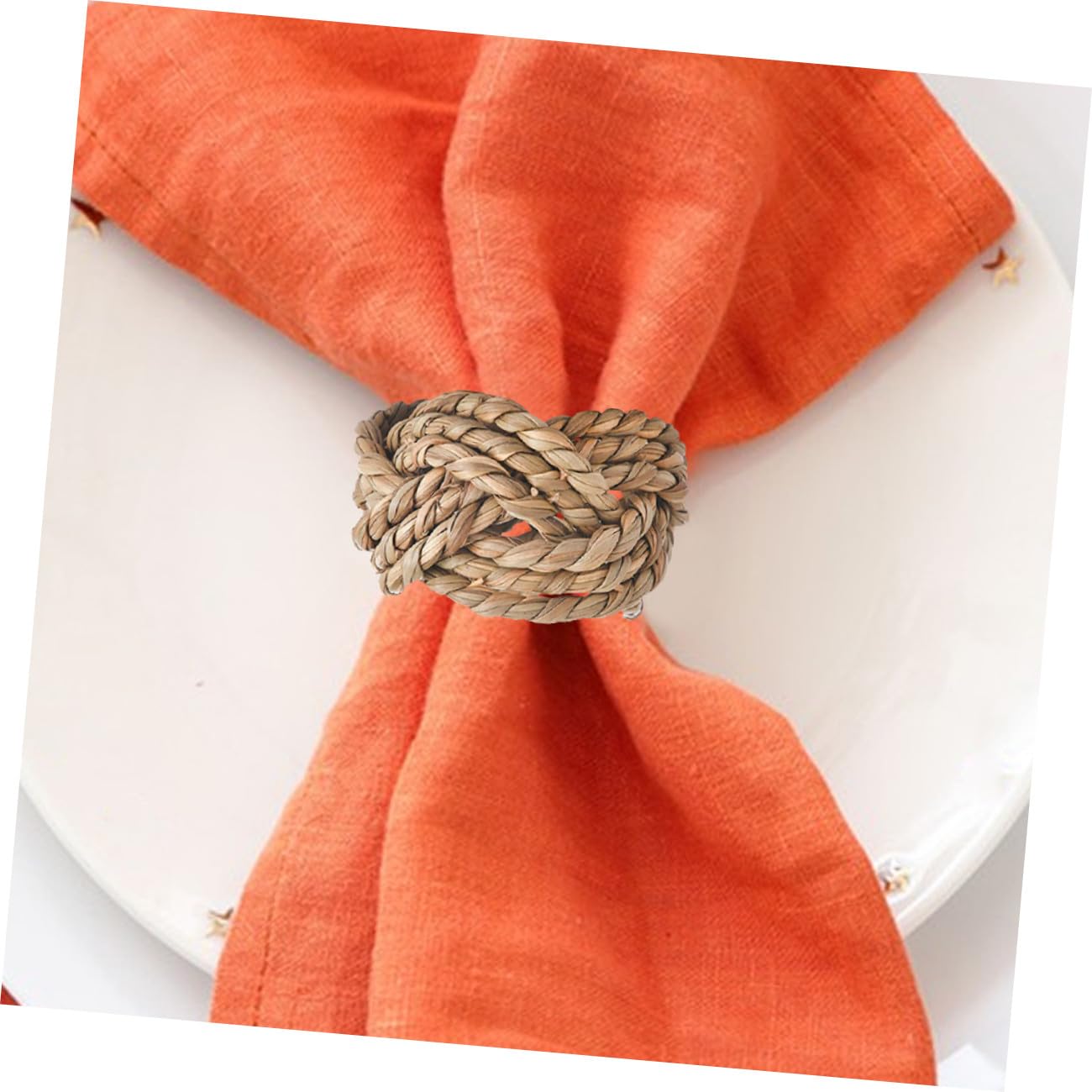 Ronds de Serviette de Table Tissés Main, Lot de 6, Paille