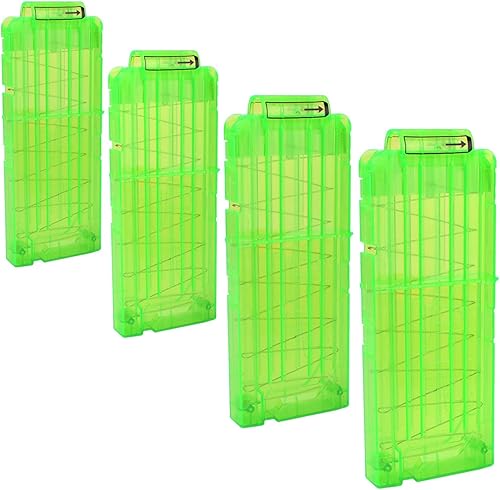 OIMIO Clips de bala suaves de 12 dardos de recarga rápida, clips de revista para pistola de dardos de juguete Nerf, 4 piezas (rojo)
