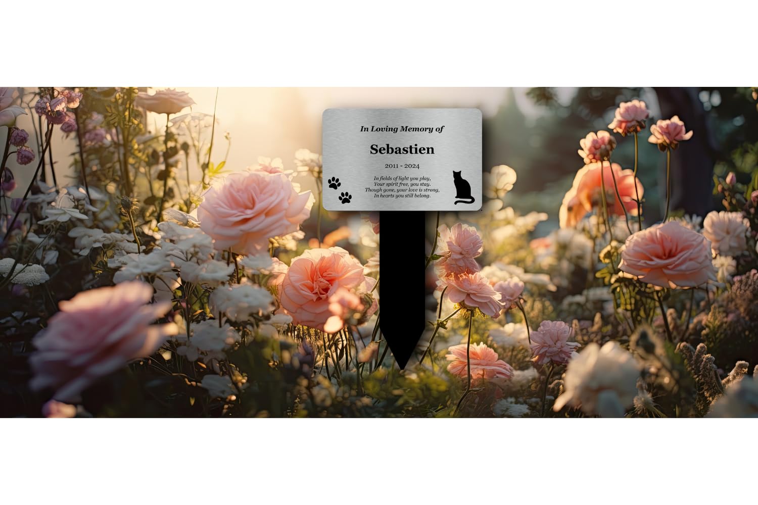 Palo commemorativo per animali domestici gatto marcatori tomba esterni giardino argento oro rame