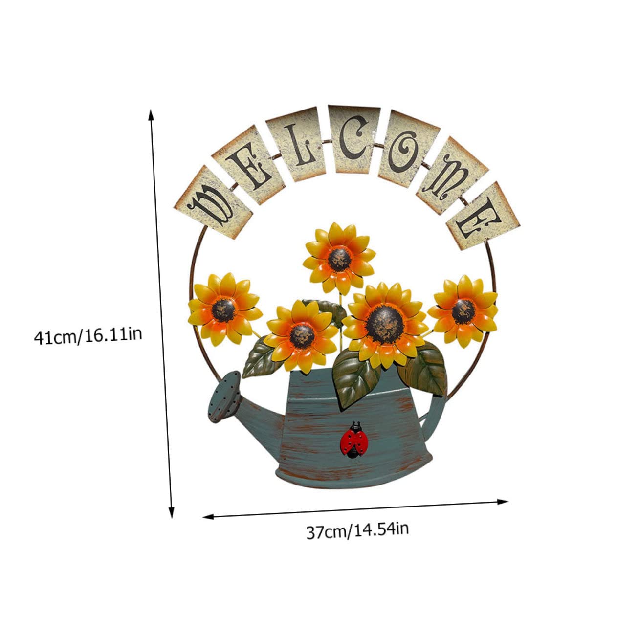 Cartel Colgante de Bienvenida Girasol Amarillo de Hierro