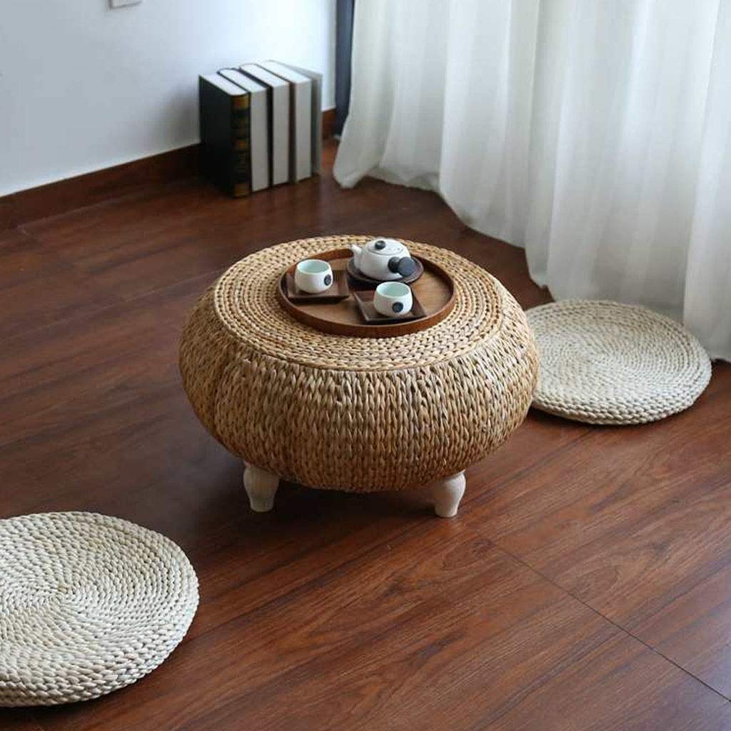 Okrągła mini kawa w stylu japońskim niska herbata balkon małe śniadanie (kolor: brązowy, rozmiar: 50 x 50 x 30 cm)
