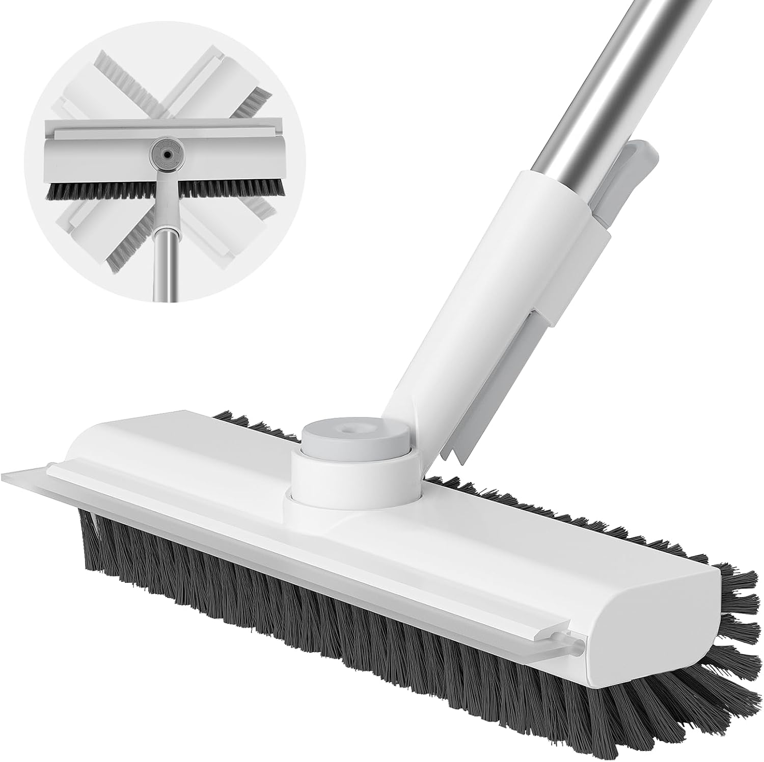 Floor Scrub Brush with Long Handle 3-in-1 Stiff Bristle