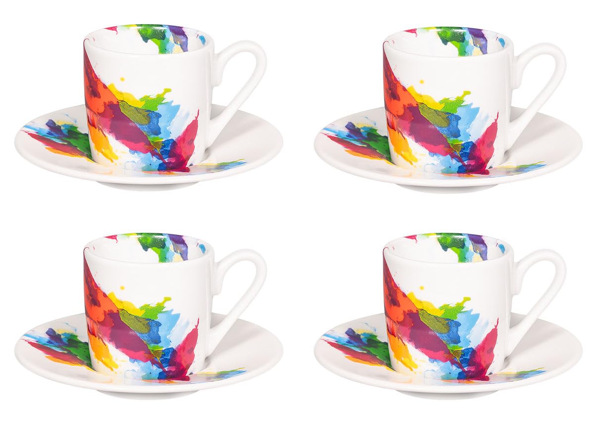 Könitz Espresso Tassen Set Colour Flow. 4 Kaffeetassen 65ml aus Porzellan. Espressotassen modern, bunt