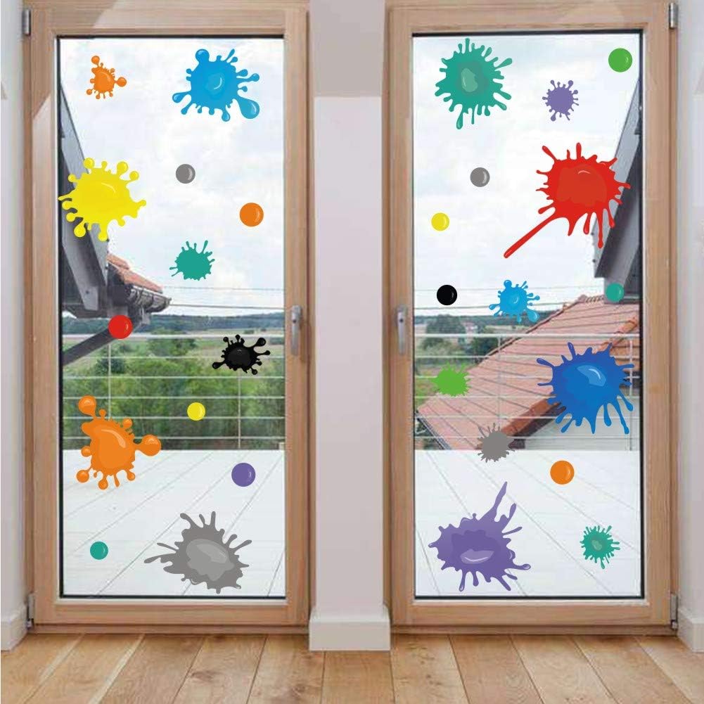 TOARTi Watercolor Paint Translucent Vinyl Wall Decal, 35pcs Splatter and Splotches Decor for Art Room Nursery Classroom